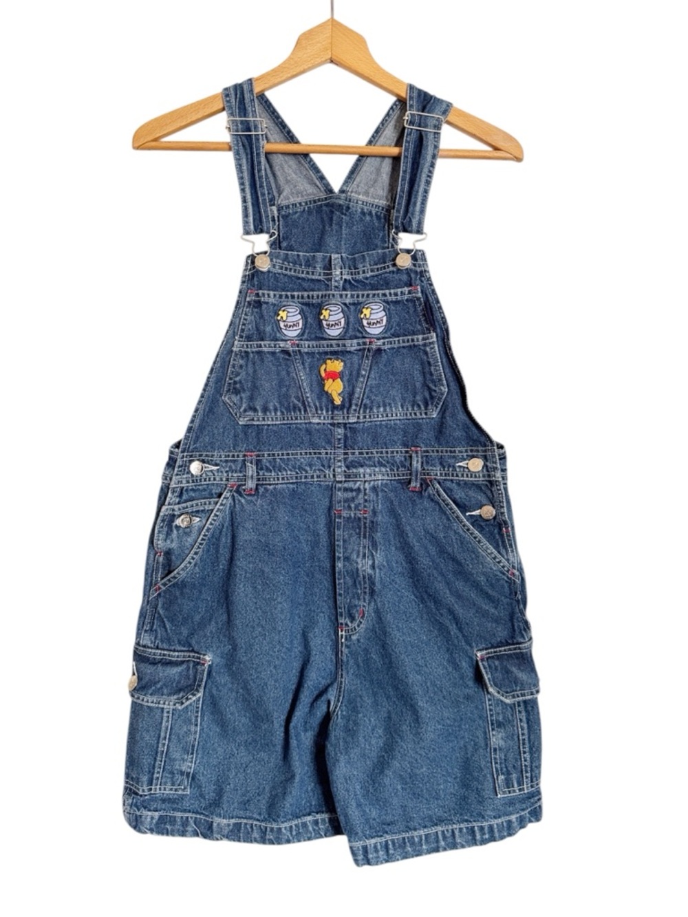 Vintage Disney Winnie The Pooh Y2K Denim Bib Shortalls Short Overalls size S